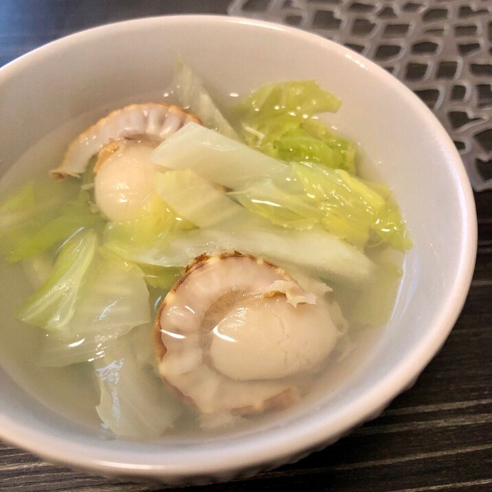 ベビーホタテと白菜の生姜塩スープ